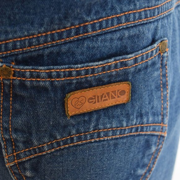 vintage 70s denim jean skirt GITANO blue a-line midi plus size 39.5 waist XL - Picture 8 of 9